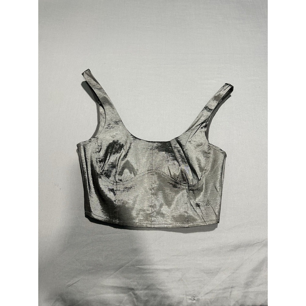 House Of‎ Harlow Sliver Metallic Cropped Bustier Top XS